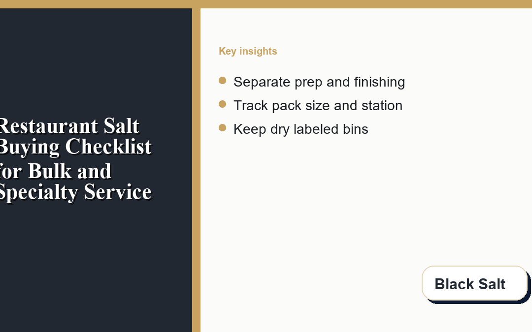 Restaurant Salt Buying Checklist for Bulk and Specialty Service